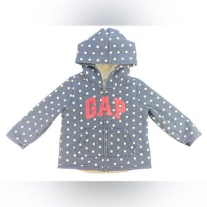 BABY GAP Baby Girl Plush Lined Polka Dot Full Zip Logo Hoodie - 18-24M